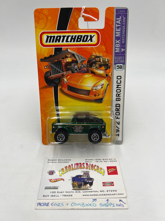 Matchbox MBX Metal #58 1972 Ford Bronco Dark Emerald Green 216G