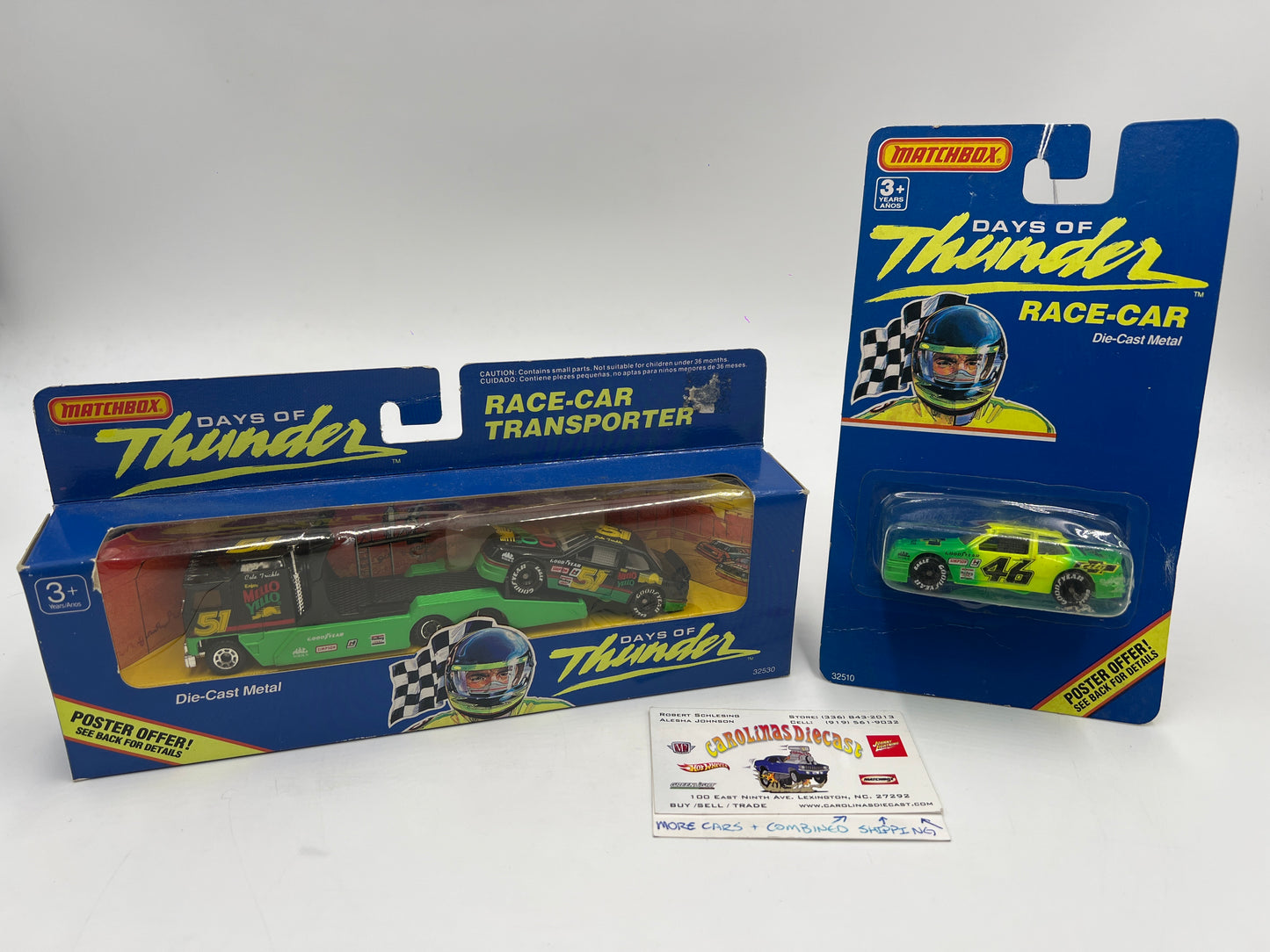 Matchbox Days Of Thunder Team Race-Car Transporter & Race Car Mello Yello/City Chevrolet Lot Of 2