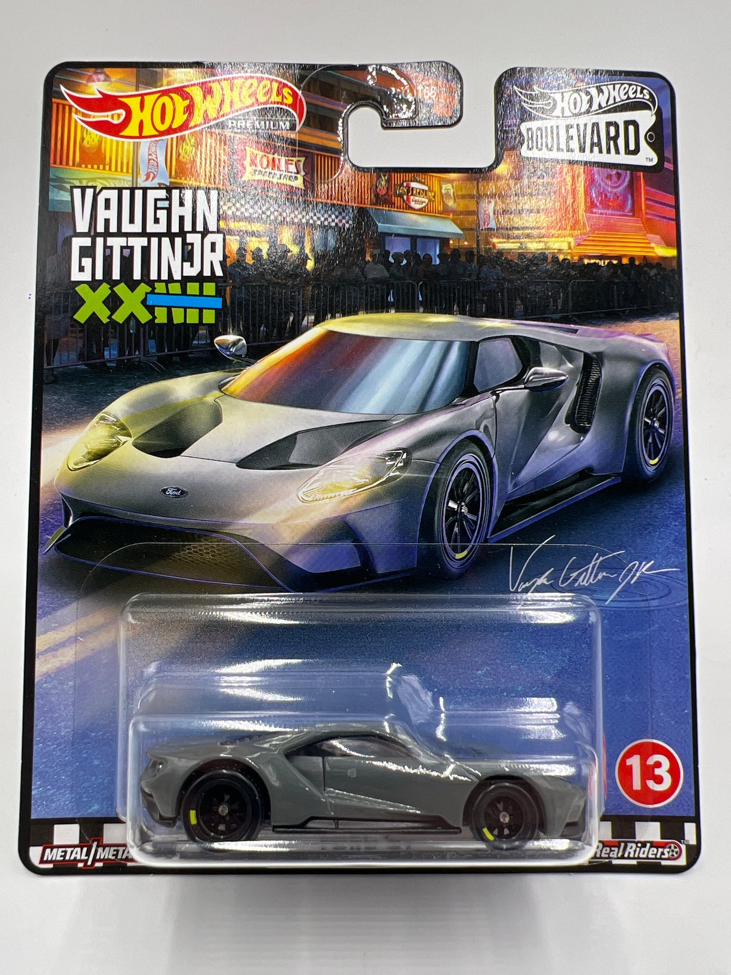 Hot Wheels Premium Boulevard #13 Ford GT Vaughn Gittin Jr Dark Gray 265A