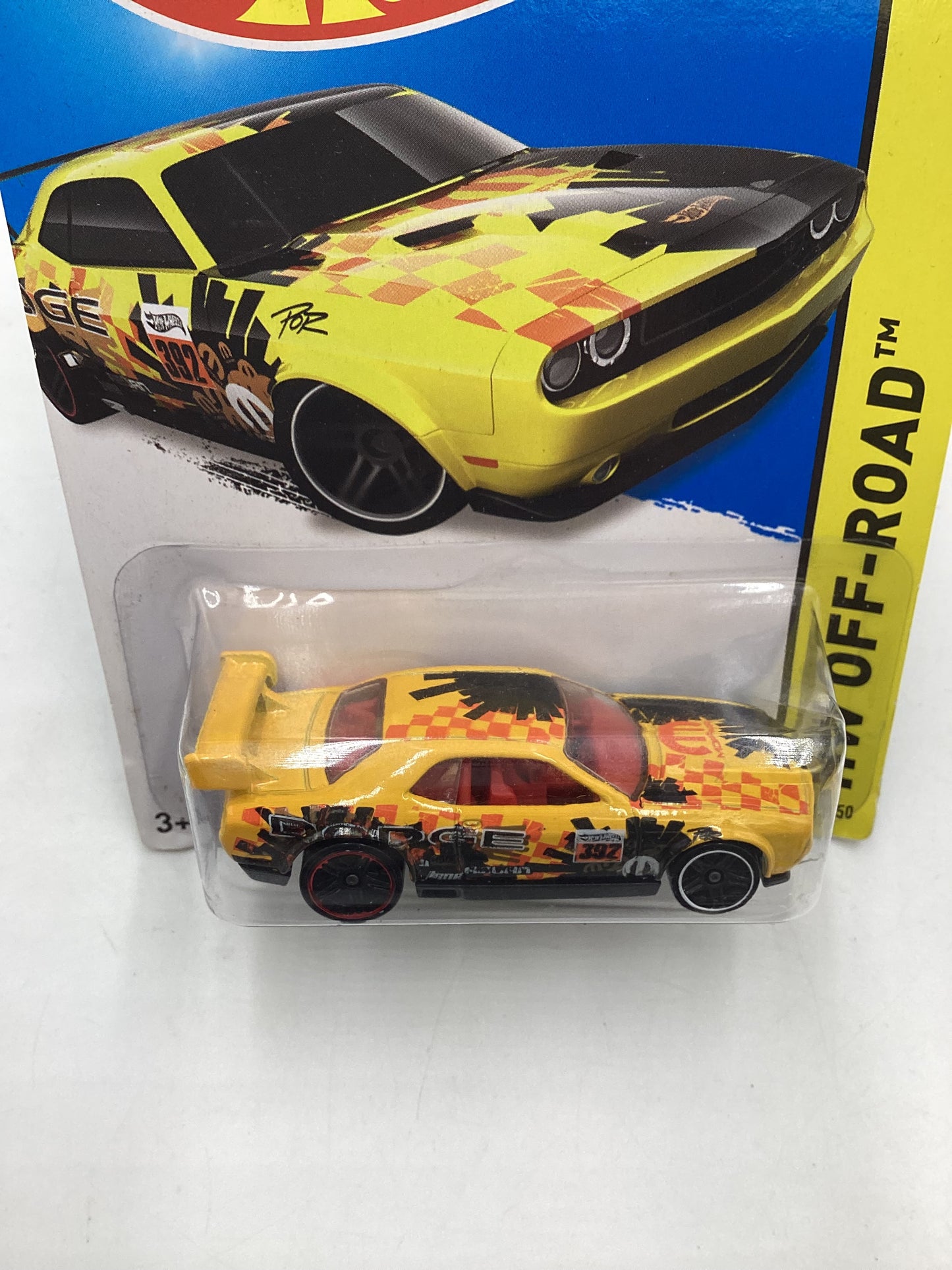 2014 Hot wheels 0ff Road #107 Dodge Challenger Drift Car Yellow 58E