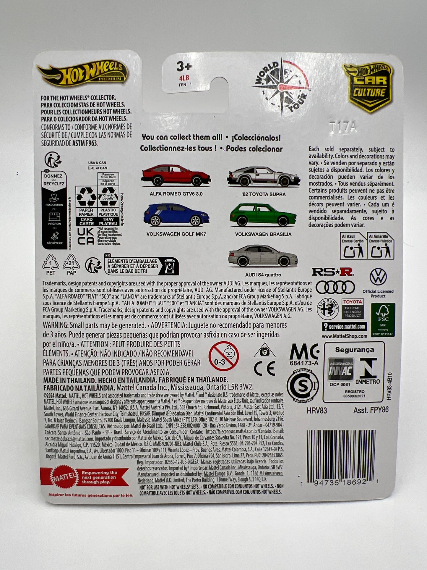 Hot Wheels Premium Car Culture CHASE World Tour #0 Alfa Romeo GTV6 3.0 Black W/Protector