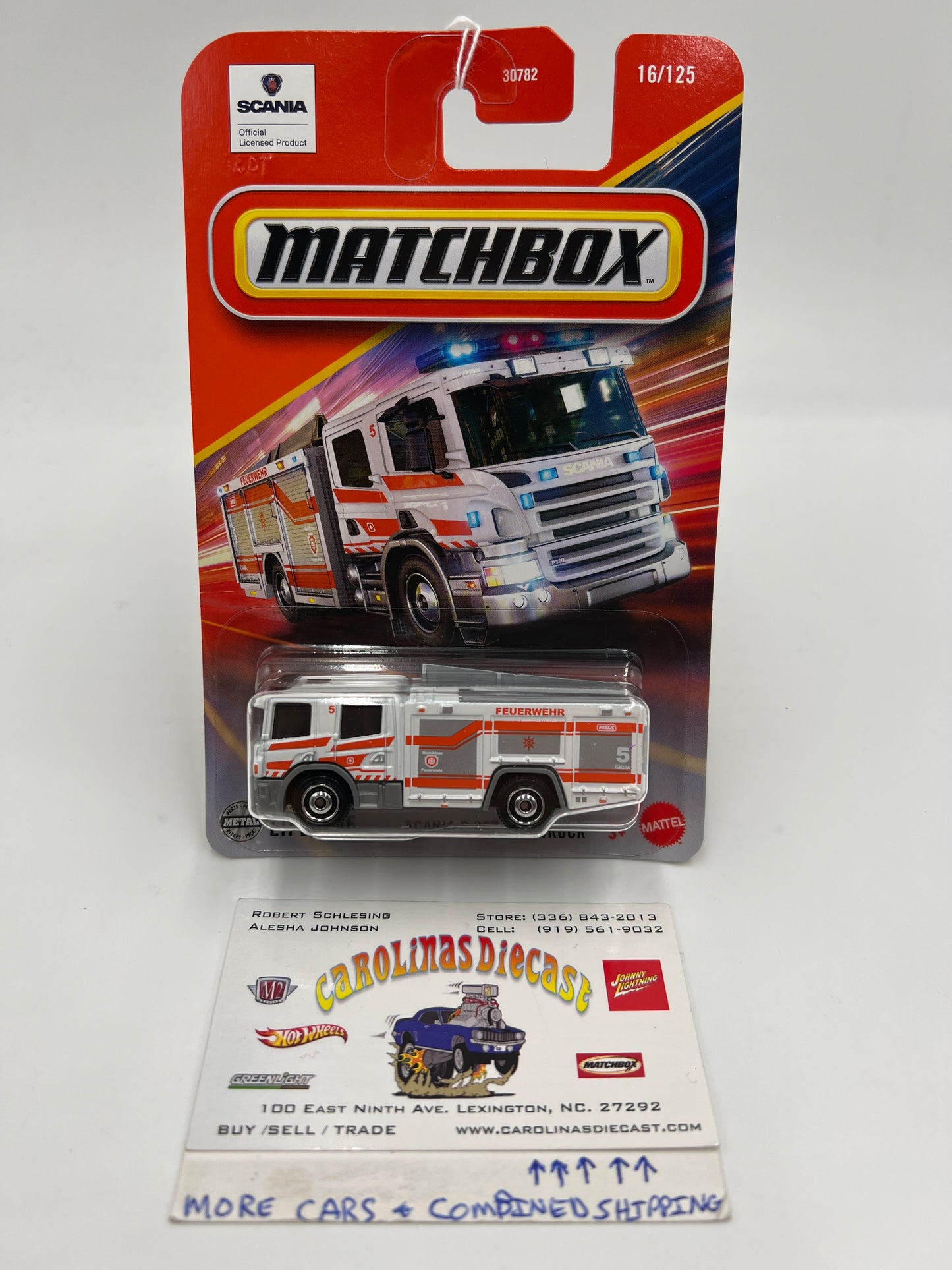 2025 Matchbox #16 Scania P 360 Fire Truck White 215G