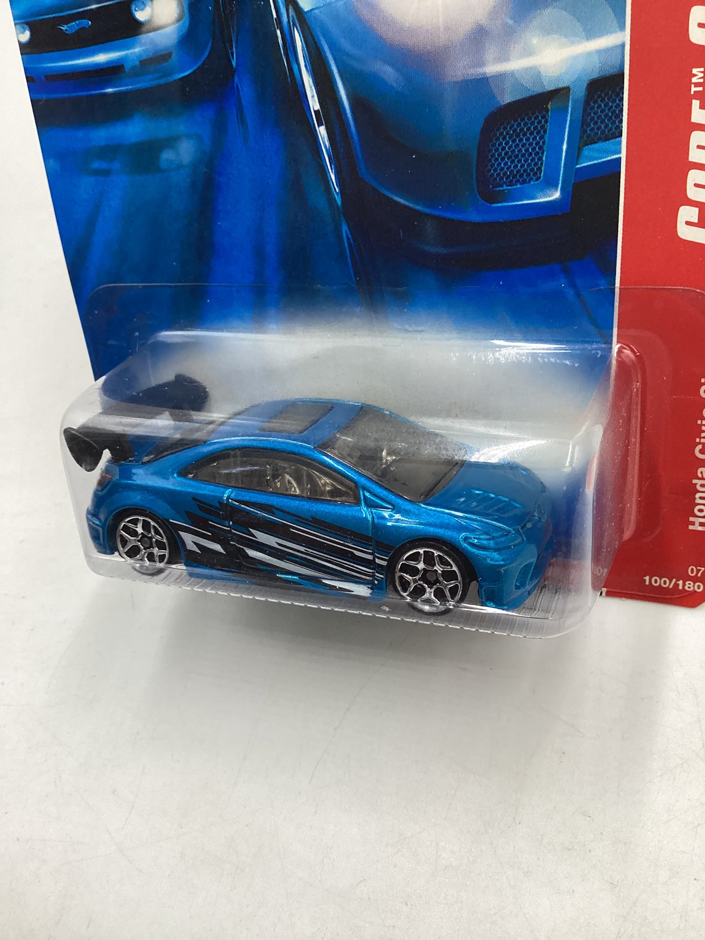 2007 Hot wheels #100 Code Car Blue Honda Civic Si