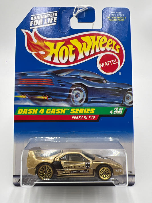 1998 Hot Wheels #722 Dash 4 Cash Series Ferrari F40 Gold
