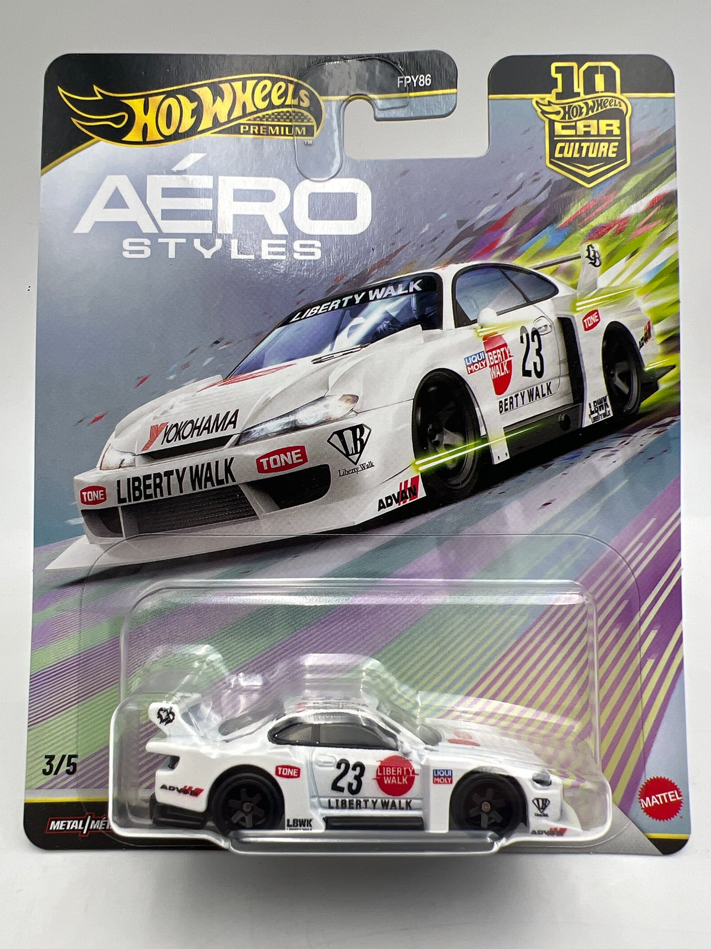 2026 Hot Wheels Aero Styles #3 LB Super Silhouette Nissan Silvia S15 White