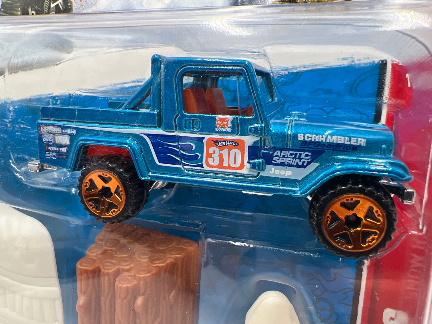 2011 Hot Wheels Racing Kits #1 Snow Race Jeep Scrambler / Snowmobile SR