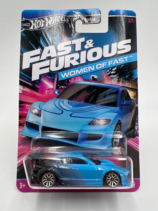Hot Wheels Fast and Furious Women of Fast #2 Mazda RX-8 Blue W/Protector