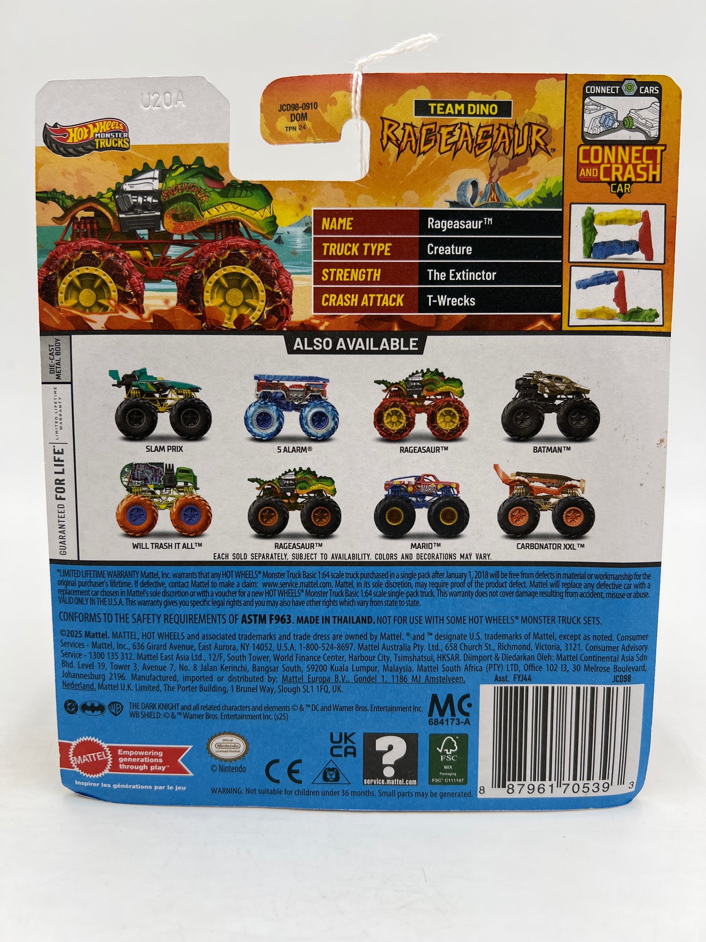 2025 Hot Wheels Monster Trucks Sharks Vs Dinos #7 Team Dino Rageasaur 131B