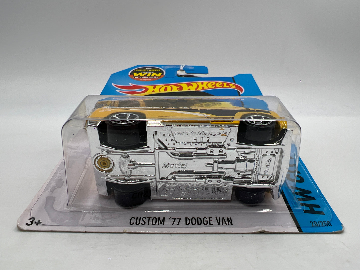 2015 Hot Wheels City #20 Custom 77 Dodge Van Yellow Mooneyes