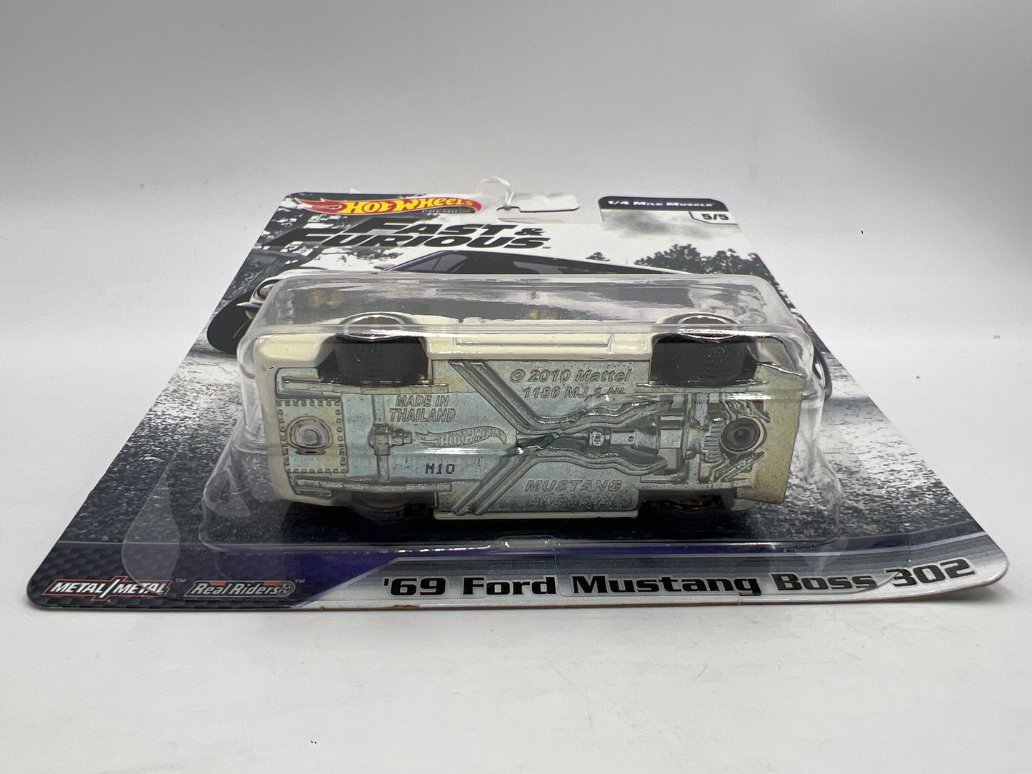 Hot Wheels Premium Fast & Furious 1/4 Mile Muscle #5 69 Ford Mustang Boss 302 White 247A