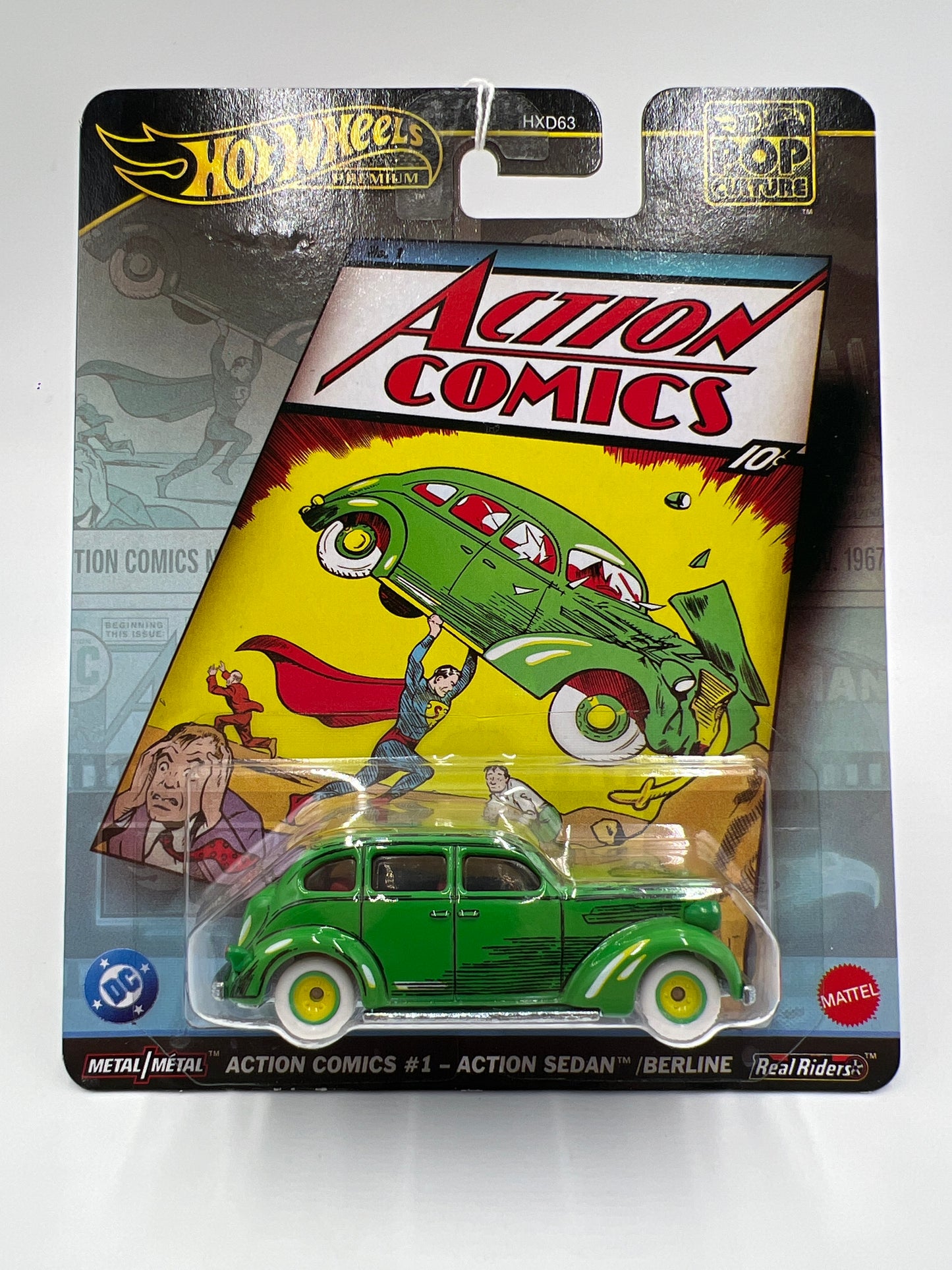 2025 Hot Wheels Premium Pop Culture Action Comics #1 Action Sedan Green 270E