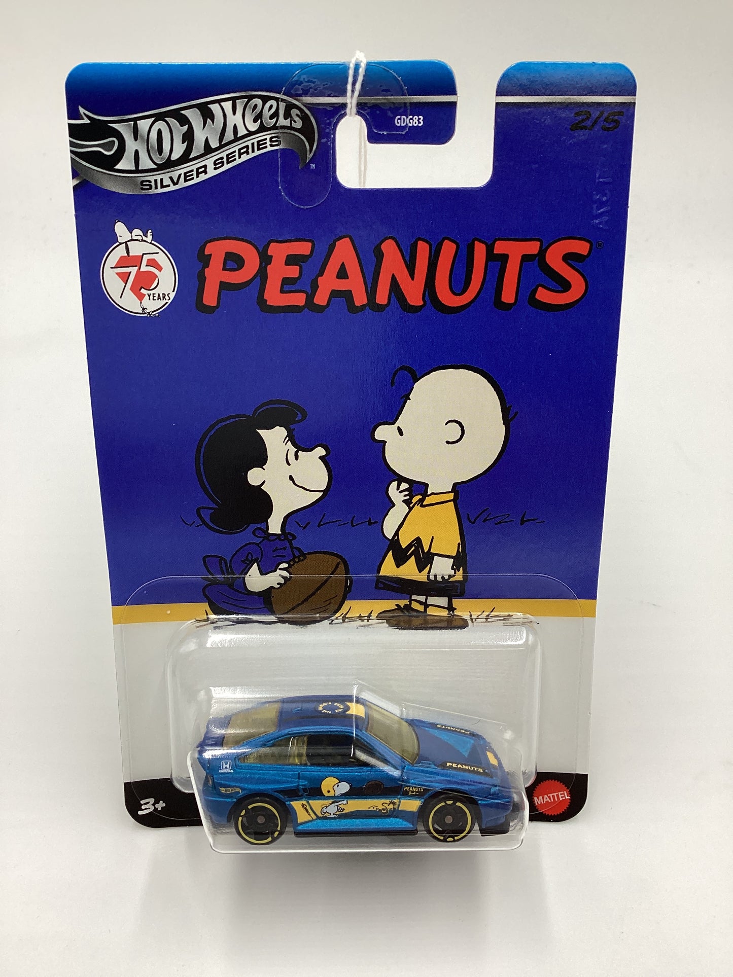 Hot Wheels Silver Series Peanuts 75 Years #2 1985 Honda CR-X Blue Lucy/Charlie Brown 161A