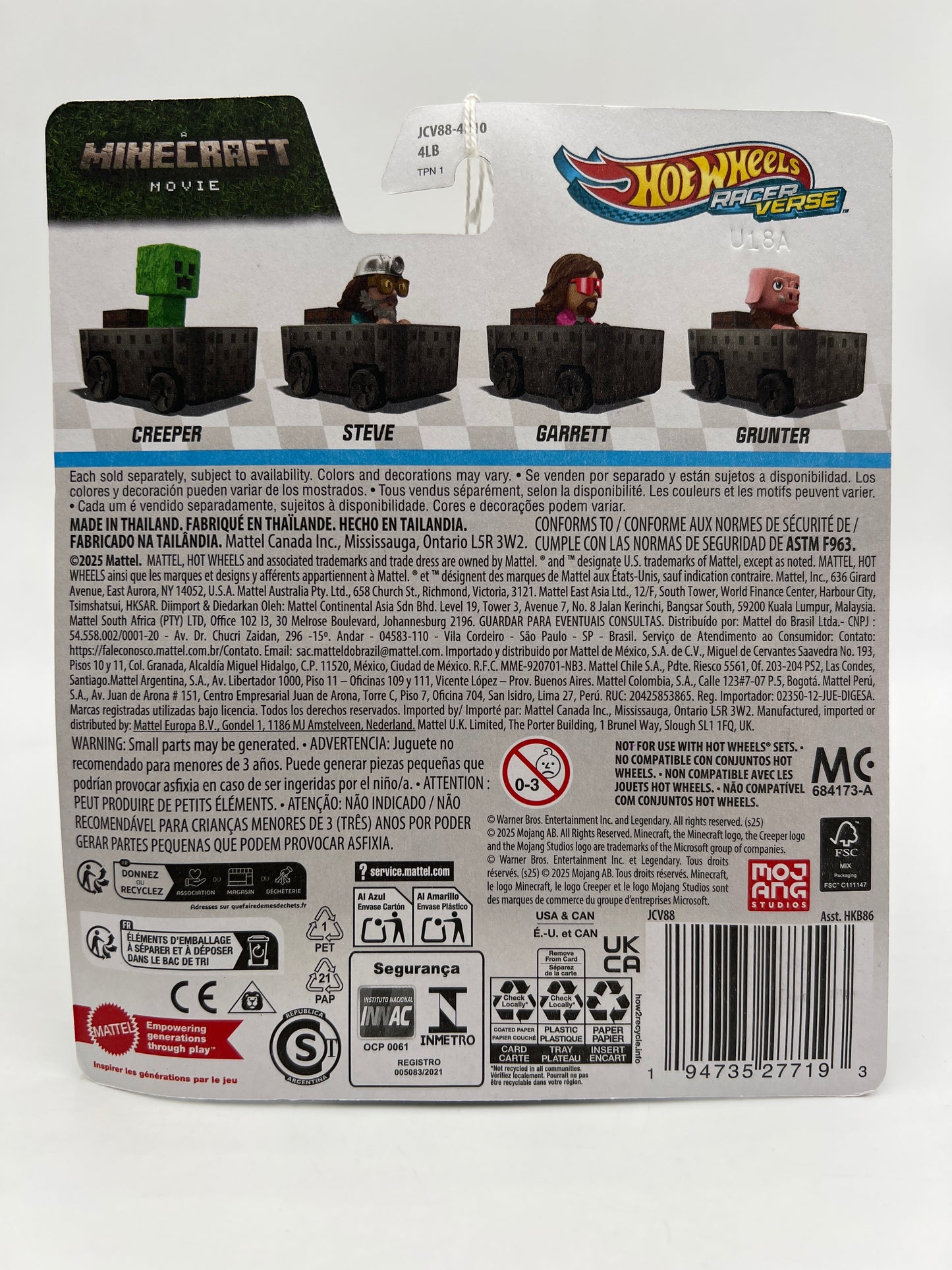 2025 Hot Wheels Racer Verse A Minecraft Movie Grunter 111B