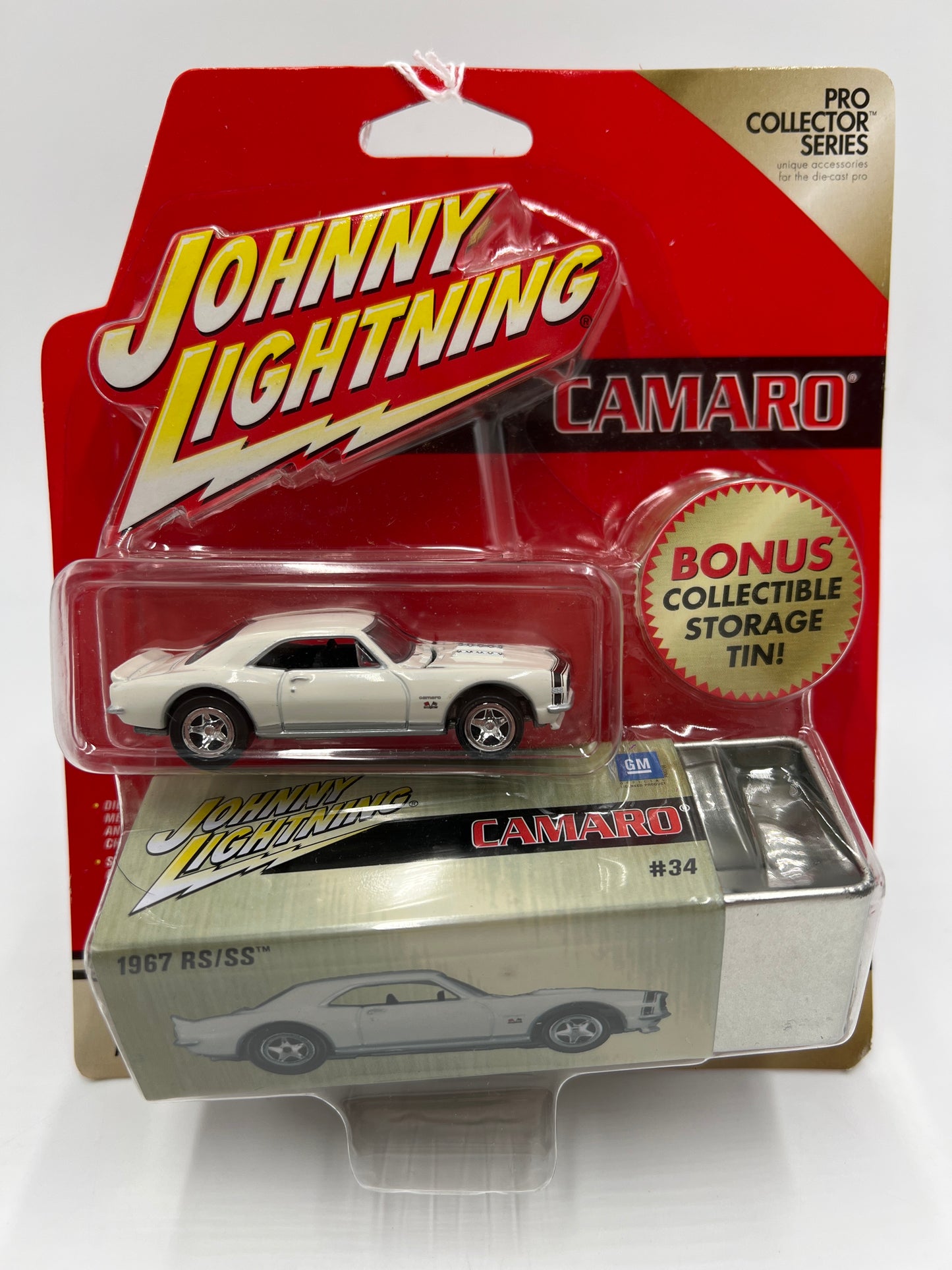 Johnny Lightning Pro Collector Series W/Storage Tin #34 1967 Chevy Camaro RS/SS White 227E