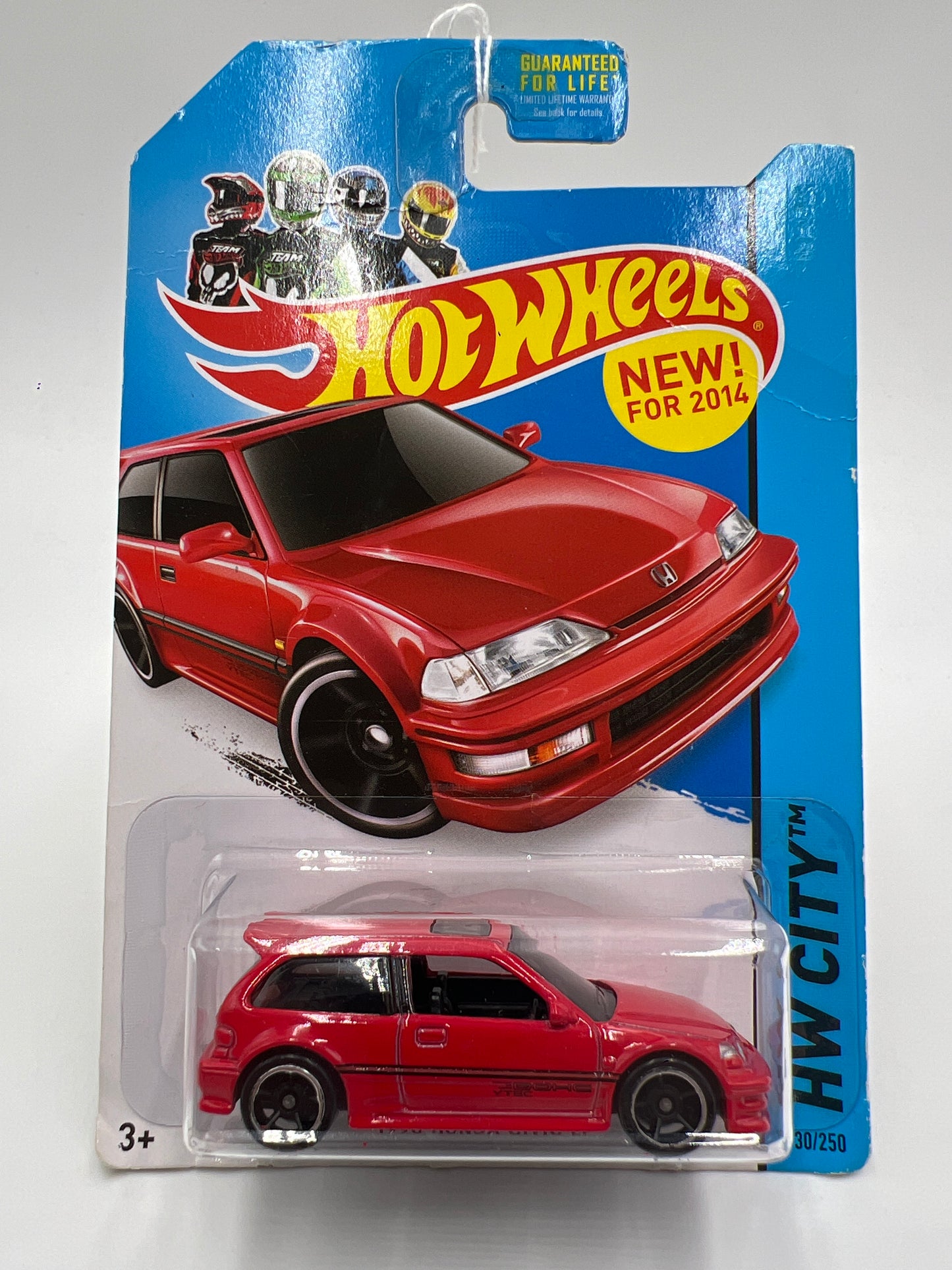 2014 Hot Wheels City #30 1990 Honda Civic EF Red Bad Card 78A