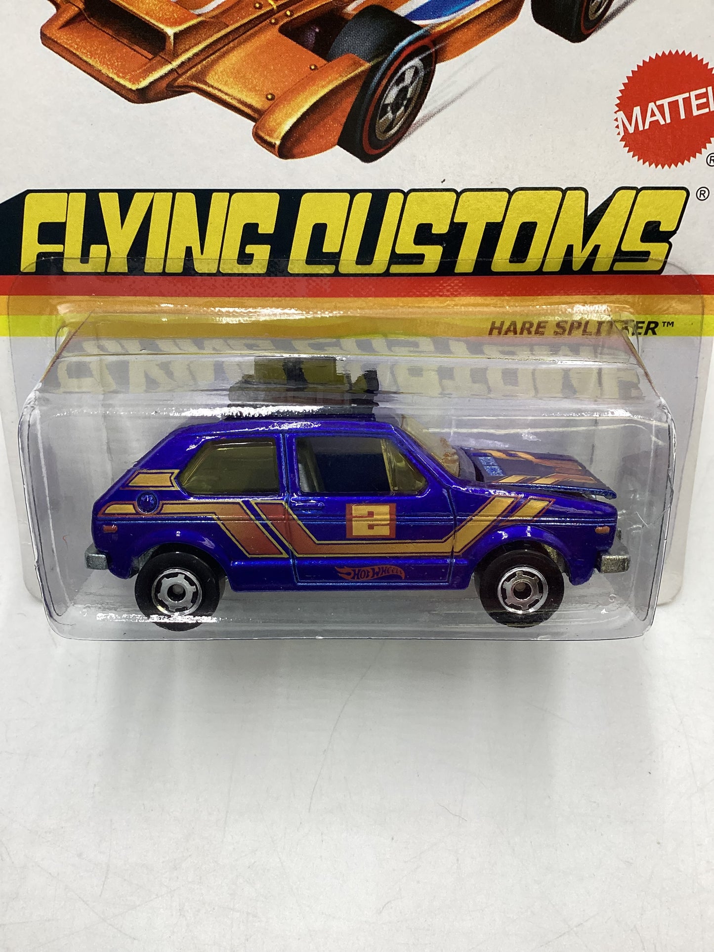 2012 Hot Wheels Flying Customs Hare Splitter Blue Cracked Blister 156A