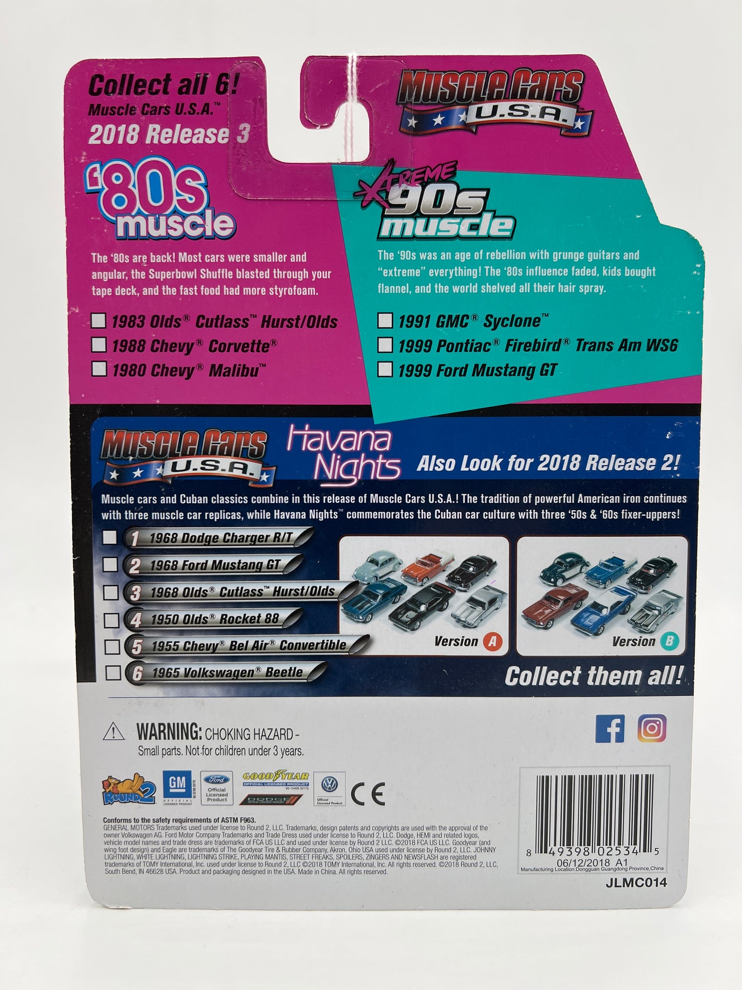 Johnny Lightning 80s Muscle Release 3 Version A 1/2500 1980 Chevy Malibu White/Gold