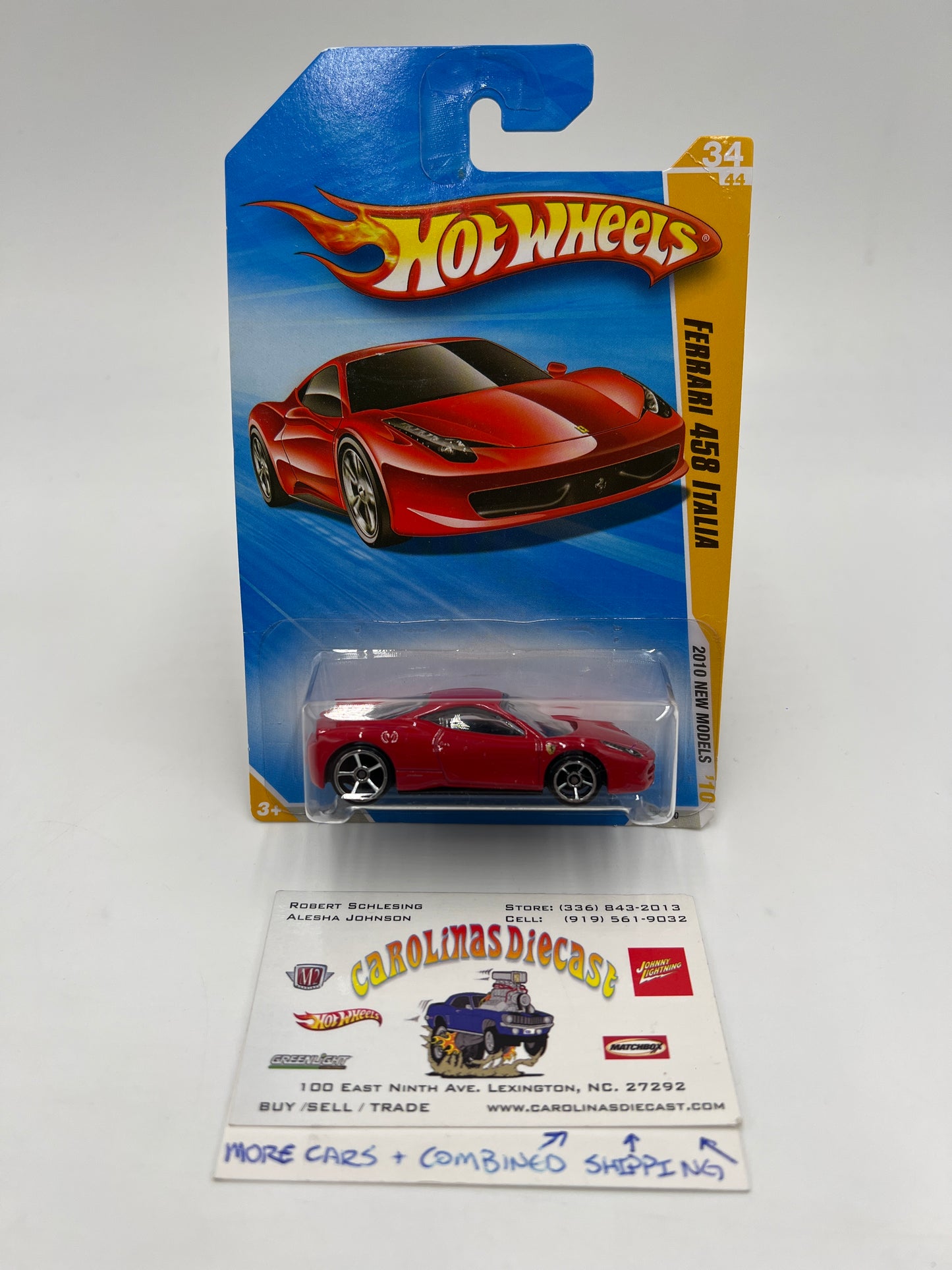 2010 Hot Wheels New Models #34 Ferrari 458 Italia Red W/Protector