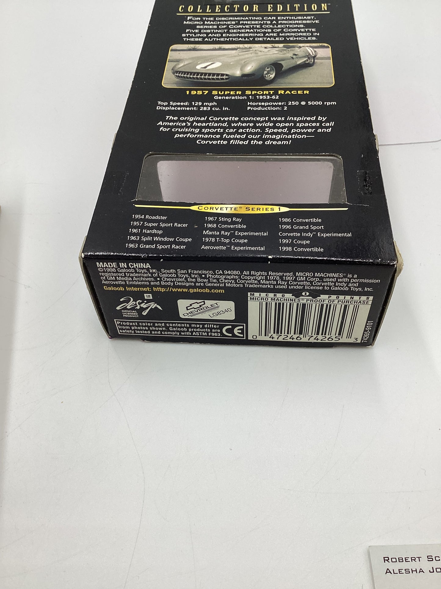 Micro Machines Collectors Edition Corvette Series 1 1957 Super Sport Racer Light Blue 1/20000 SR CE2