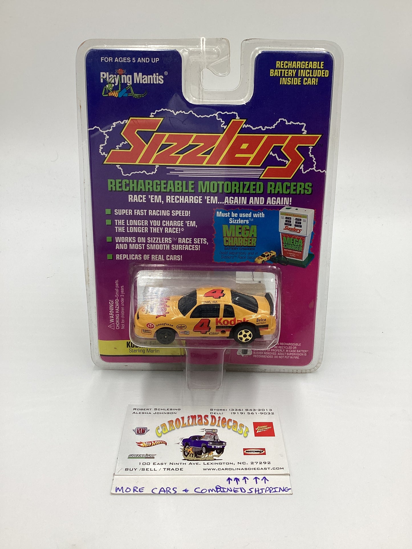 Playing Mantis Sizzlers Rechargeable Motorized Racers Kodak Film Sterling Marlin Yellow #4 (SR)