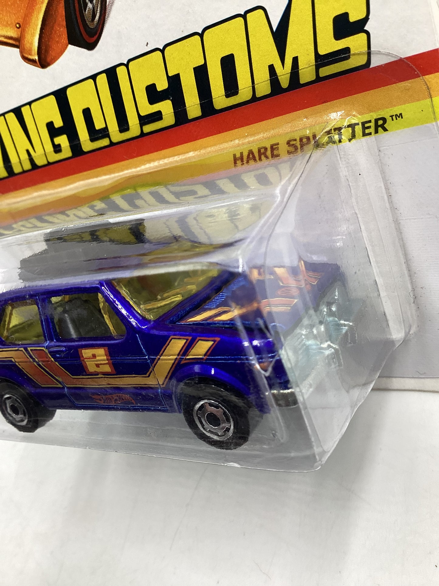 2012 Hot Wheels Flying Customs Hare Splitter Blue Cracked Blister 156A