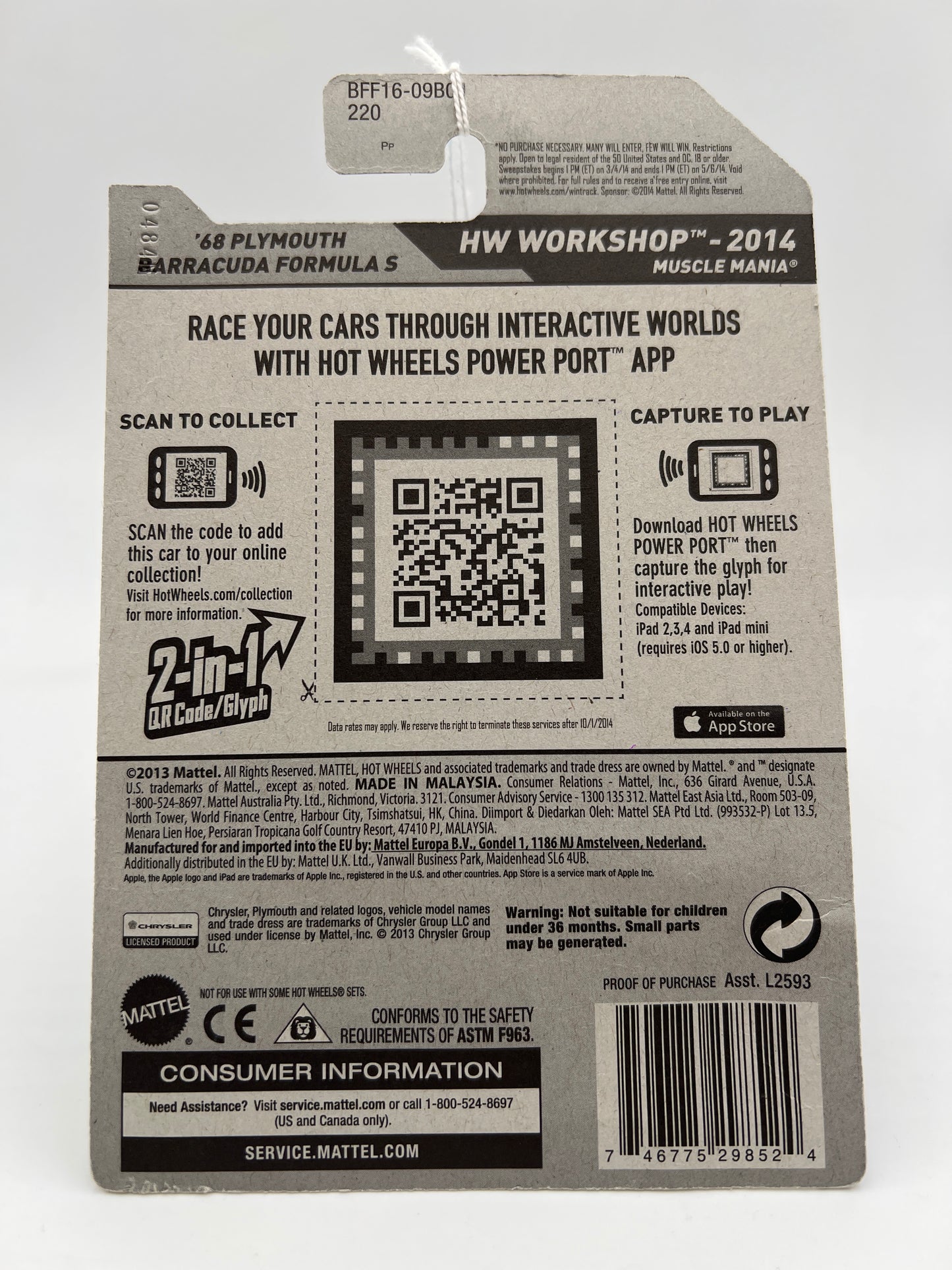 2014 Hot Wheels Workshop #239 68 Plymouth Barracuda Formula S Gold 51D