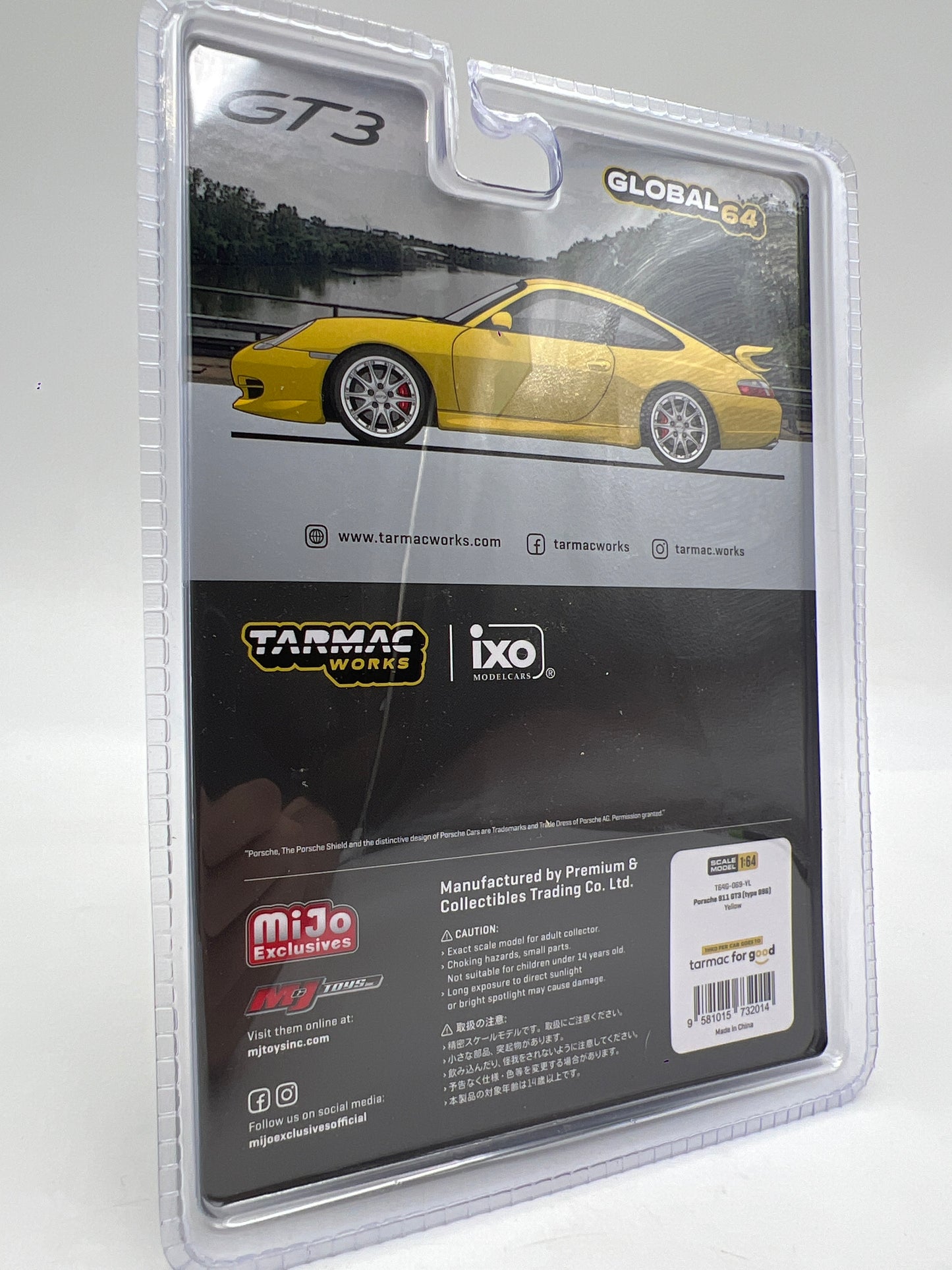 Tarmac Works x IXO Models Mijo Exclusives Porsche 911 GT3 Type 996 Yellow