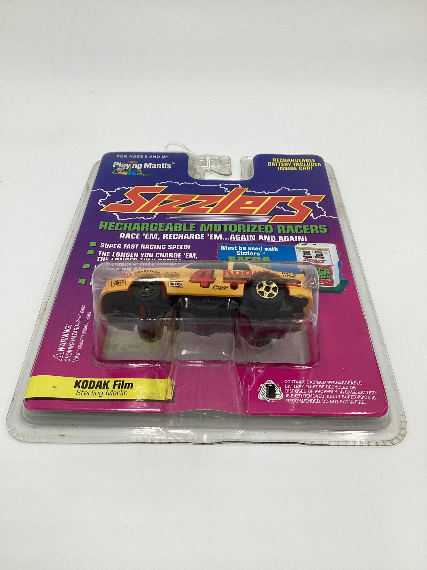 Playing Mantis Sizzlers Rechargeable Motorized Racers Kodak Film Sterling Marlin Yellow #4 (SR)