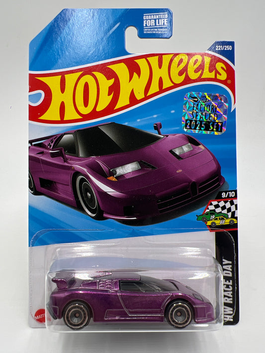 2025 Hot Wheels Factory Sealed Super Treasure Hunt #221 94 Bugatti EB110 SS Purple W/Protector