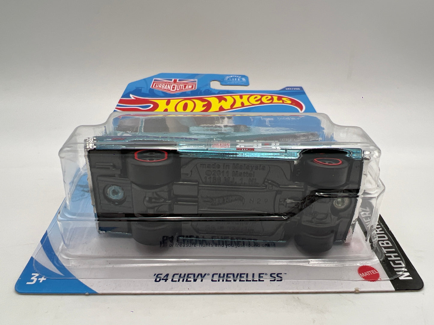 2020 Hot Wheels Super Treasure Hunt #247 64 Chevy Chevelle SS Light Blue W/Protector Bad Card