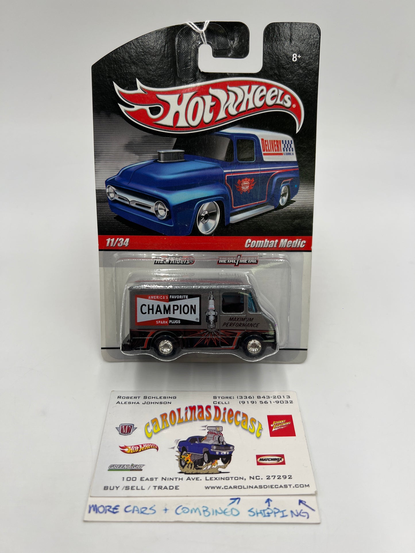 Hot Wheels Premium Delivery Series #11 Combat Medic Champion Spark Plugs Silver