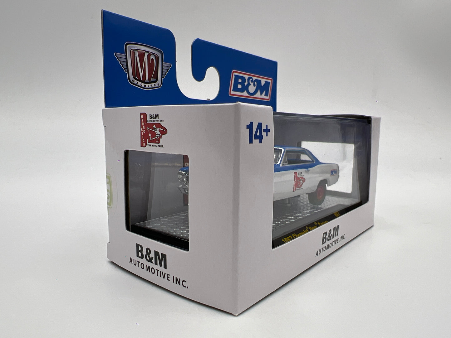 2025 M2 Machines Detroit Muscle 1967 Chevrolet Nova Gasser Blue/White B&M R87