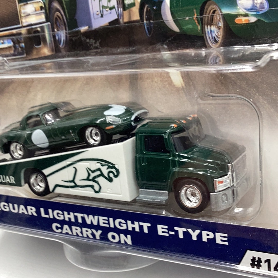 Hot wheels car culture team transport #14 Jaguar lightweight E-type carry on 280F