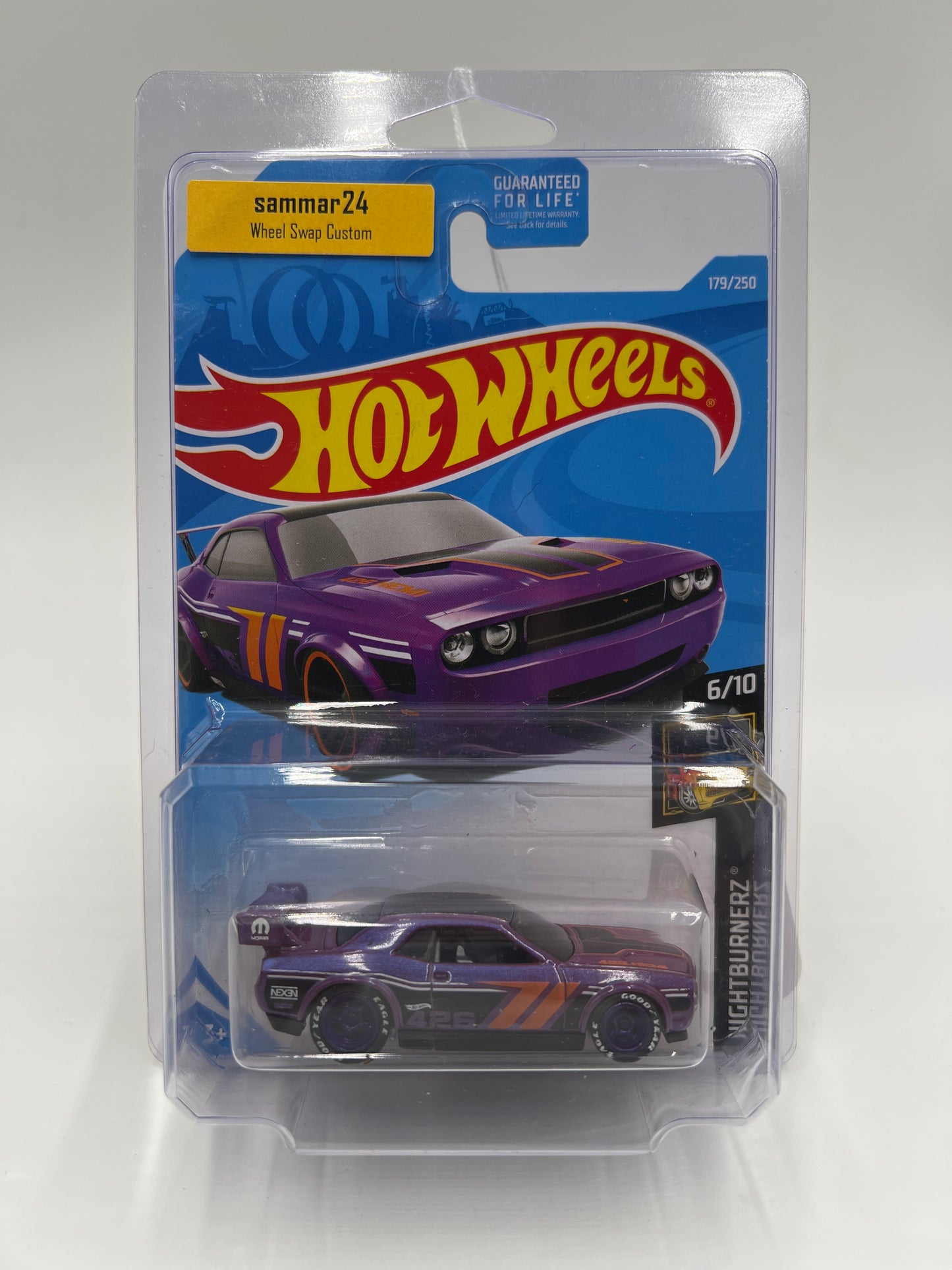 Hot Wheels Dodge Challenger Drift Car Purple Wheel Swap Custom On Card W/Protector SR