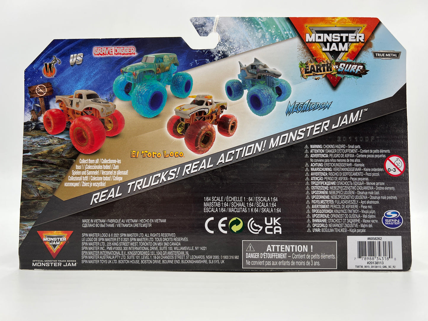 Monster Jam Earth Vs Surf Series 1 Walmart Exclusive Whiplash Vs Grave Digger