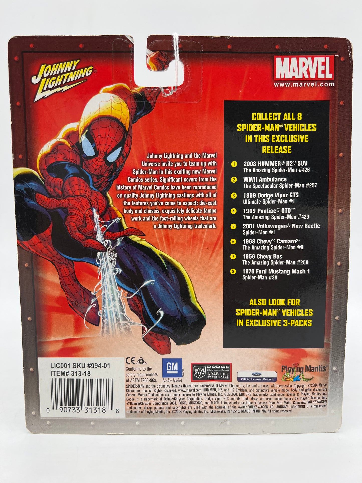 Johnny Lightning Marvel Spider-Man #8 1970 Ford Mustang Mach 1 Silver