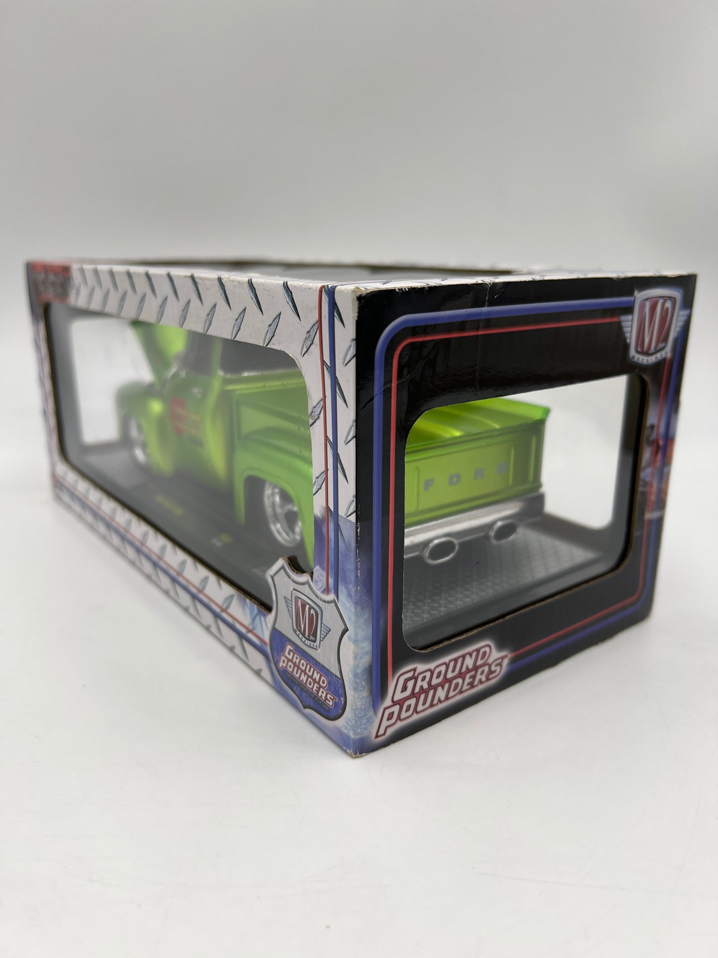 M2 Machines 1/24 Ground Pounders 1956 Ford F-100 Hooker Headers Green R50