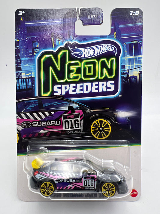 2026 Hot Wheels Neon Speeders #7 2016 Subaru WRX STI Black W/Metal Base