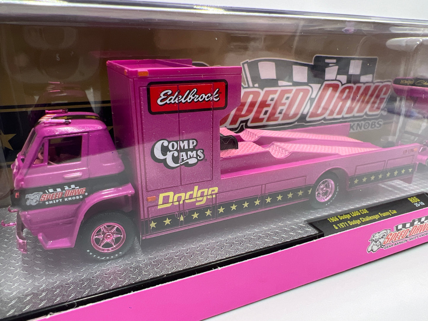 M2 Machines Auto Haulers CHASE Speed Dawg 1966 Dodge L600 COE & 1971 Dodge Challenger Funny Car R86