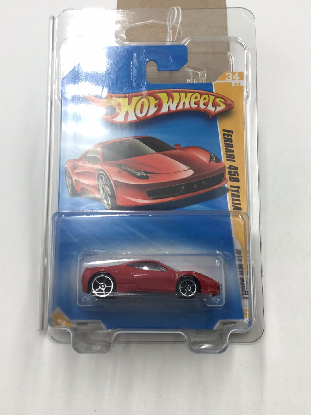 2010 Hot Wheels #34 Ferrari 458 Italia with protector