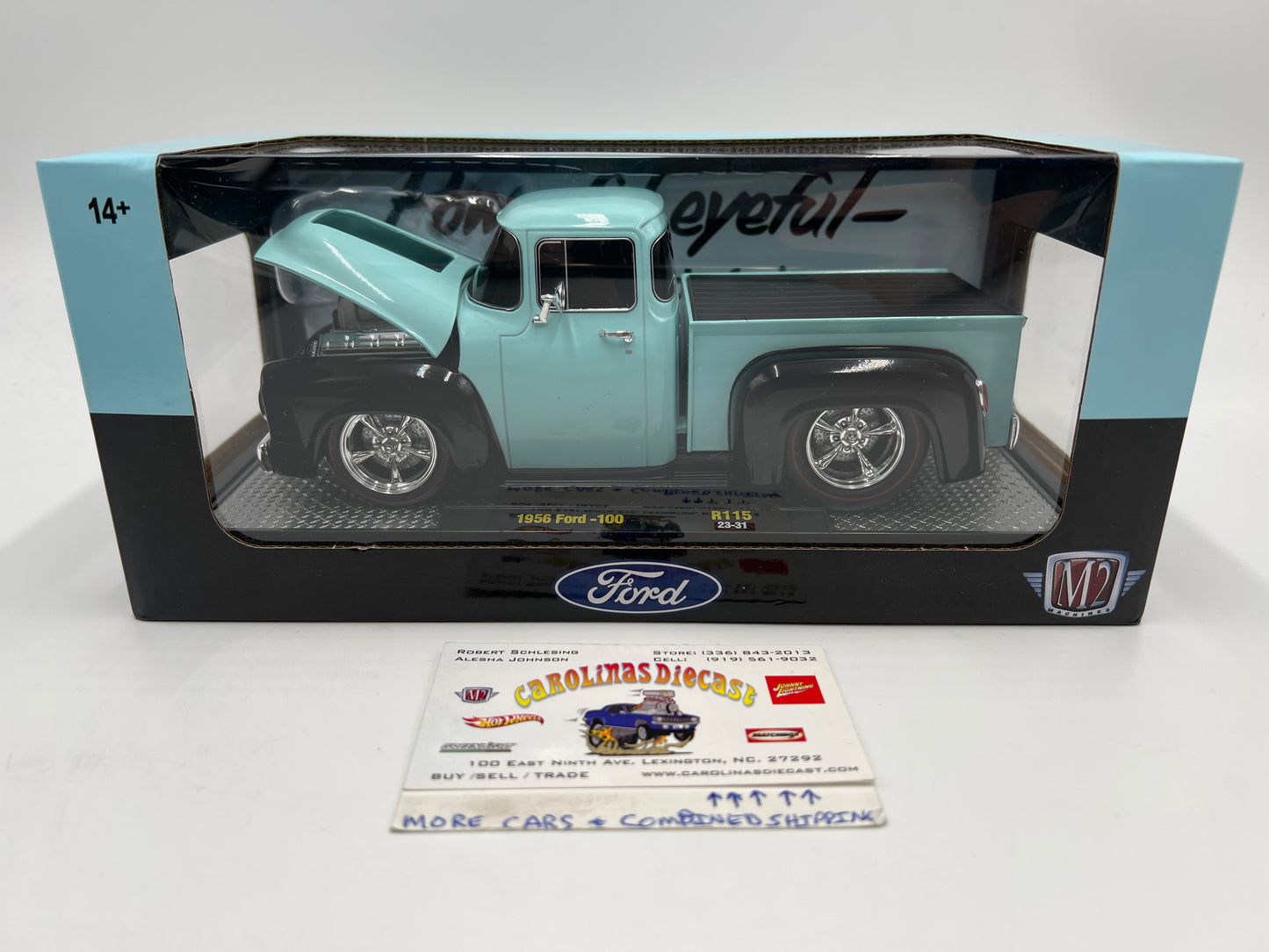 M2 Machines 1/24 1956 Ford F-100 Light Blue/Black R115