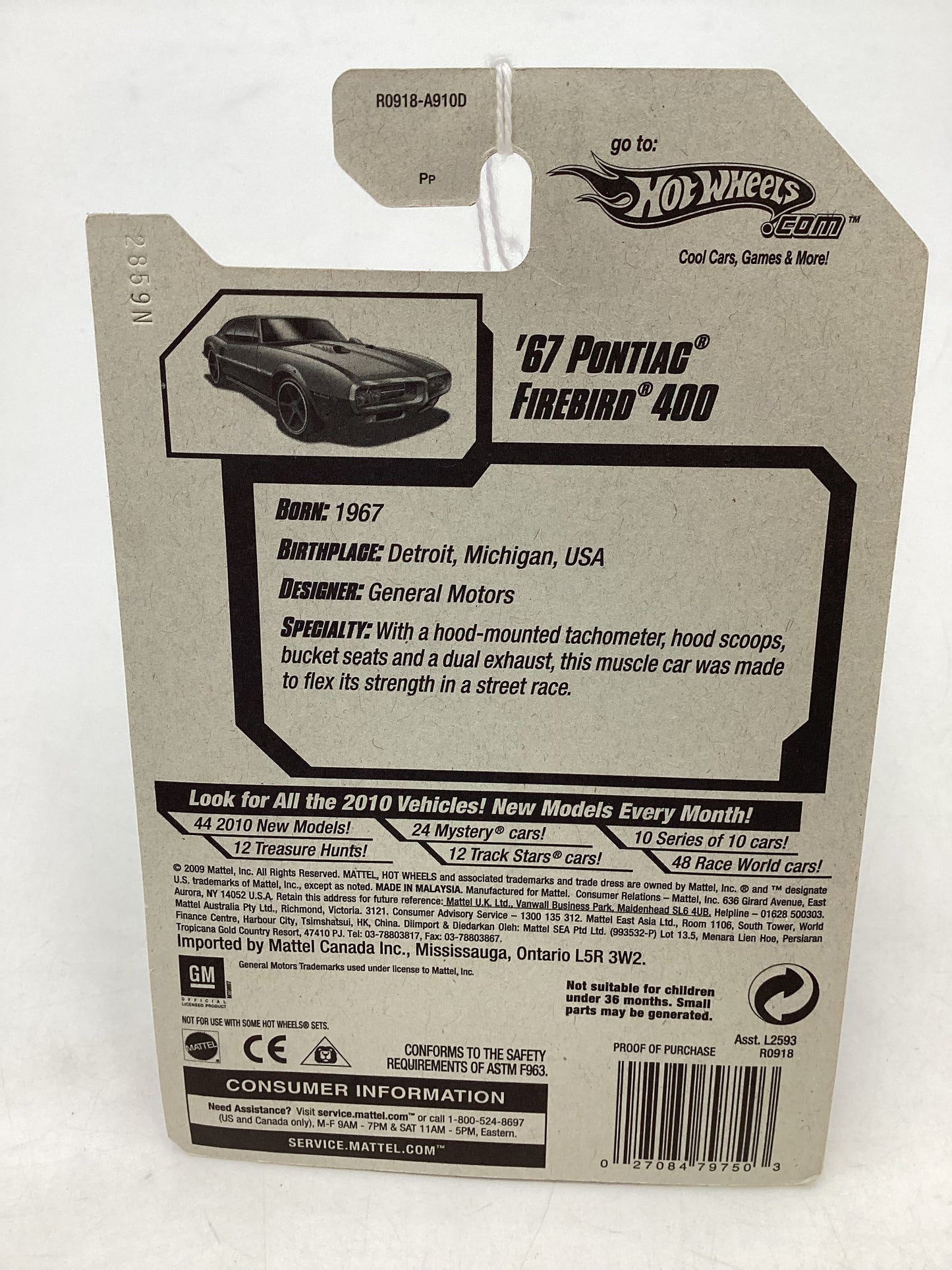 2010 Hot Wheels #3 67 Pontiac Firebird 400 Red Walmart Exclusive 238A