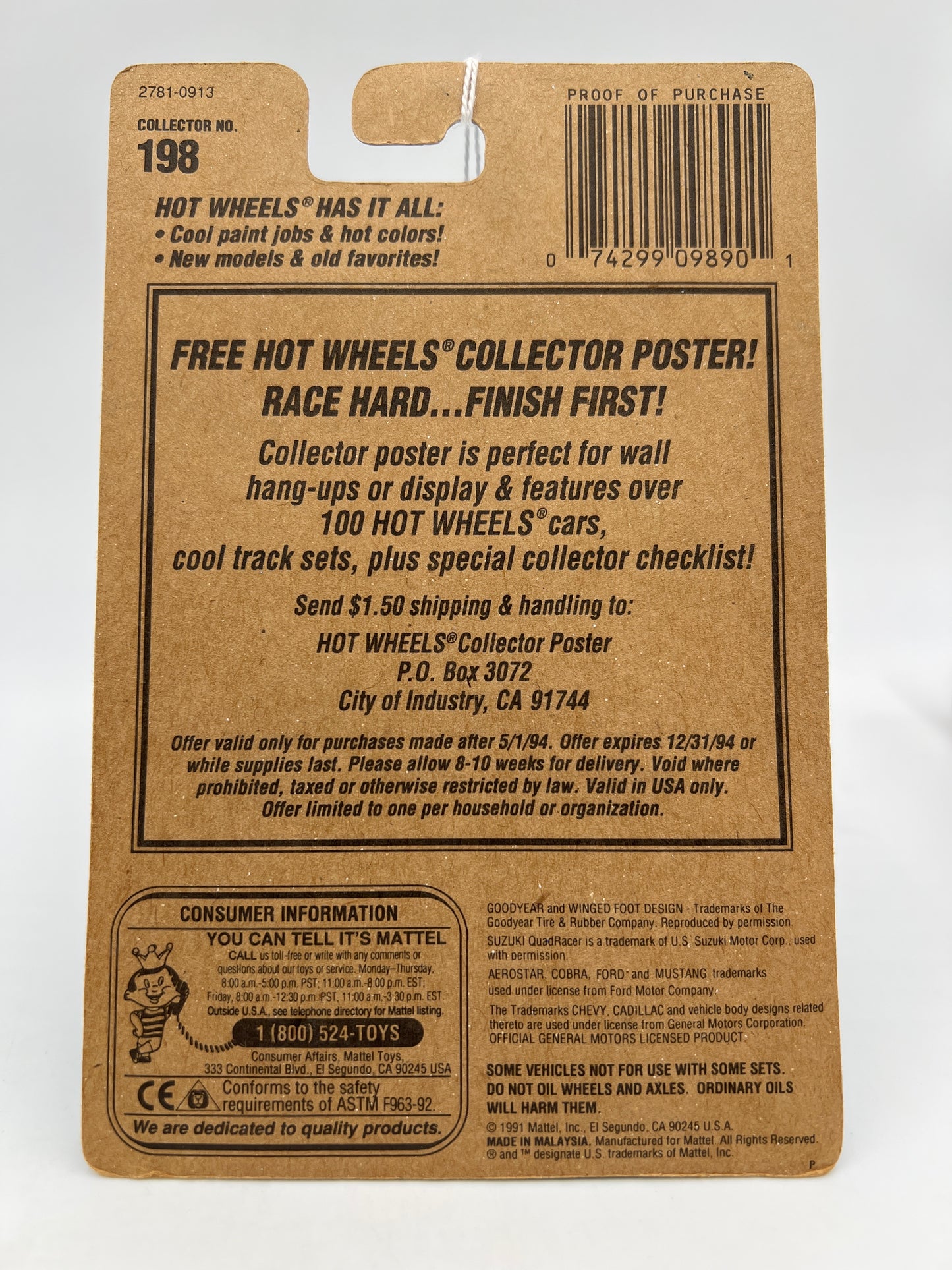 1991 Hot Wheels Collector #198 Path Beater Neon 240D