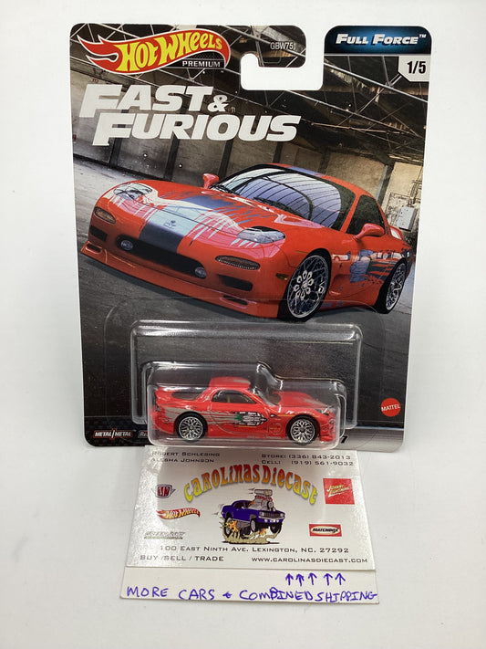 Hot Wheels Fast & Furious Full Force #1 95 Mazda RX-7 Red W/Protector