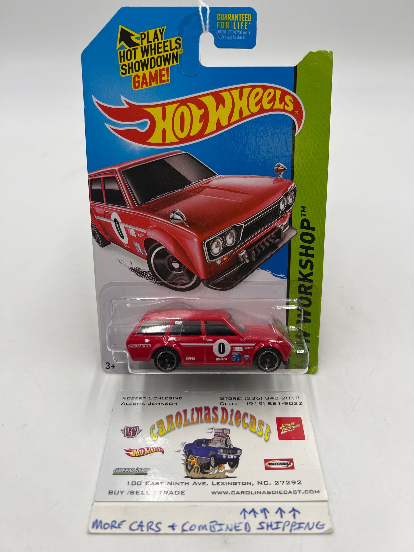 2014 Hot Wheels Workshop #206 71 Datsun Bluebird 510 Wagon Red *Mesh Grille* Card Not Perfect 88F