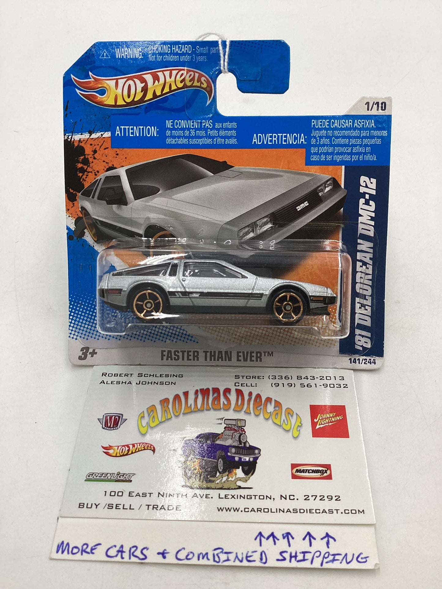 2011 Hot Wheels Faster Than Ever #141 81 DeLorean DMC-12 Short Card