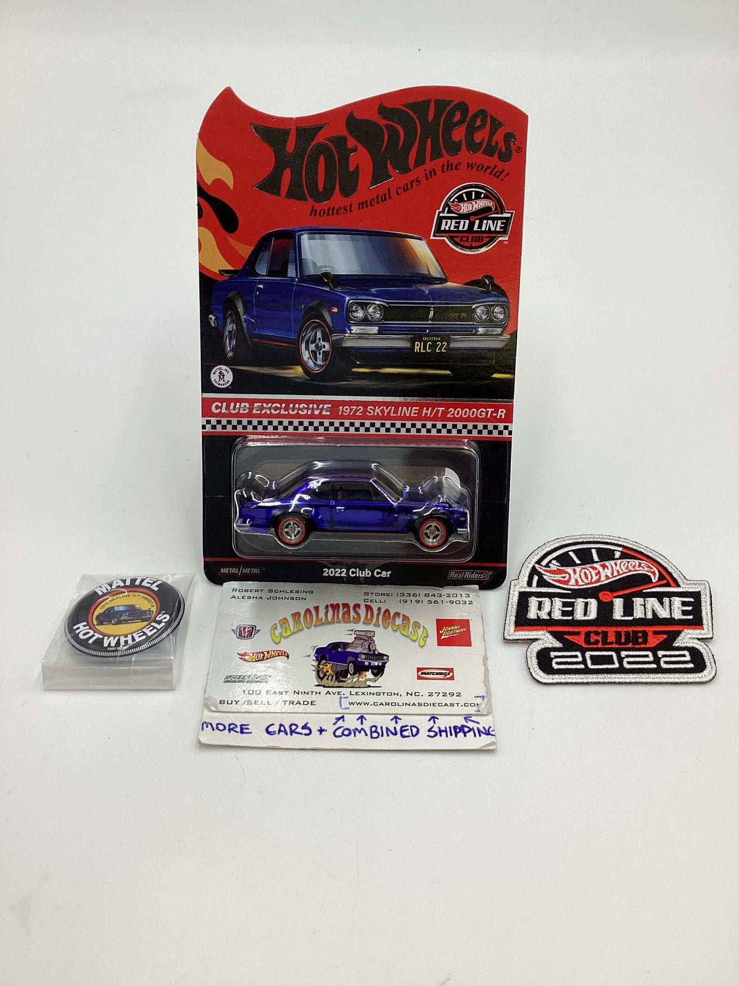 2022 Hot Wheels RLC Club Exclusive W/Patch & Button 1972 Skyline H/T 2000GT-R Blue with protector