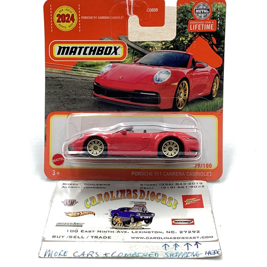 2024 Matchbox #79 Porsche 911 Carrera Cabriolet short card 98i
