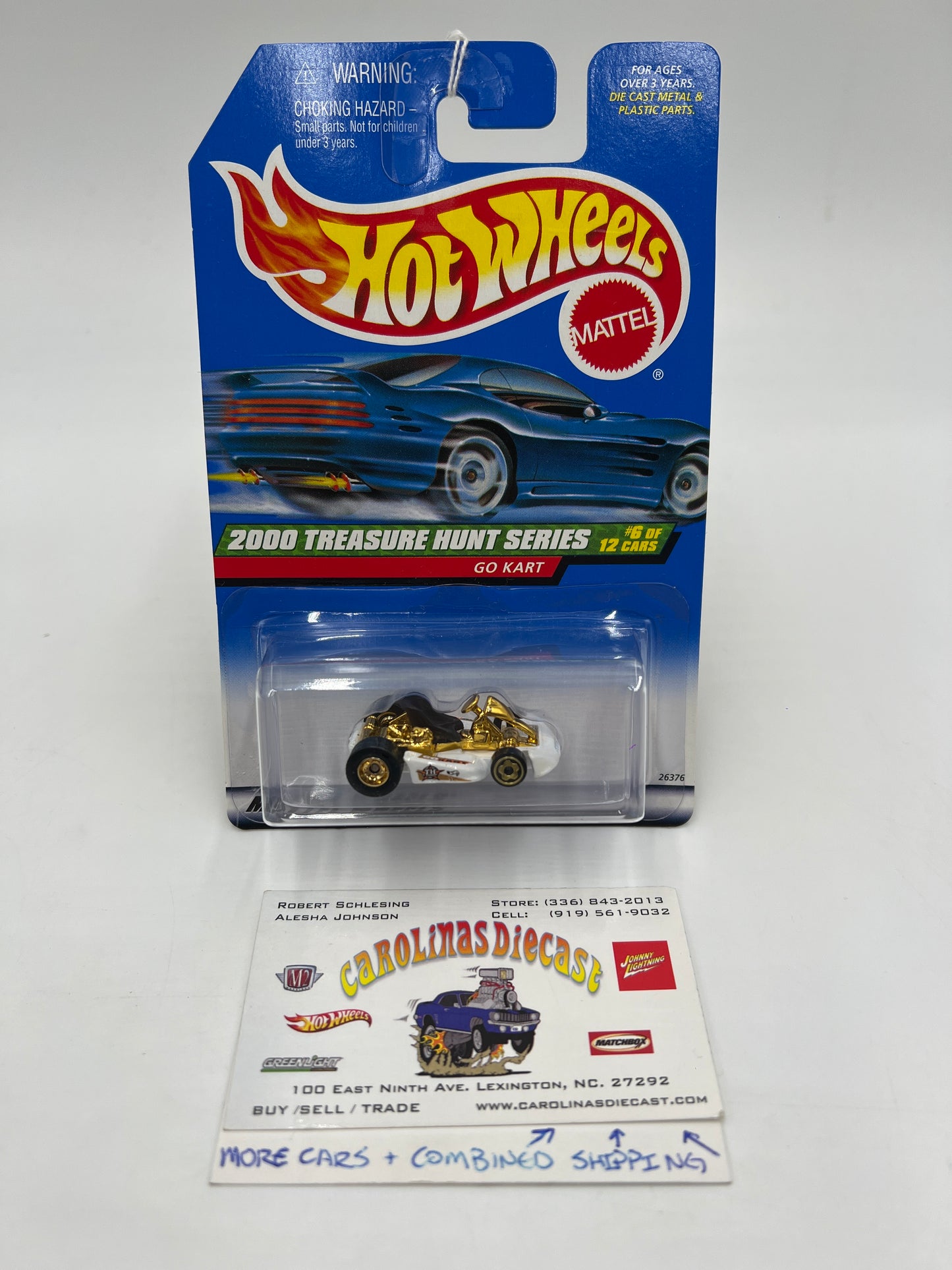 2000 Hot Wheels Treasure Hunt Real Riders Series #53 Go Kart White/Gold 276B