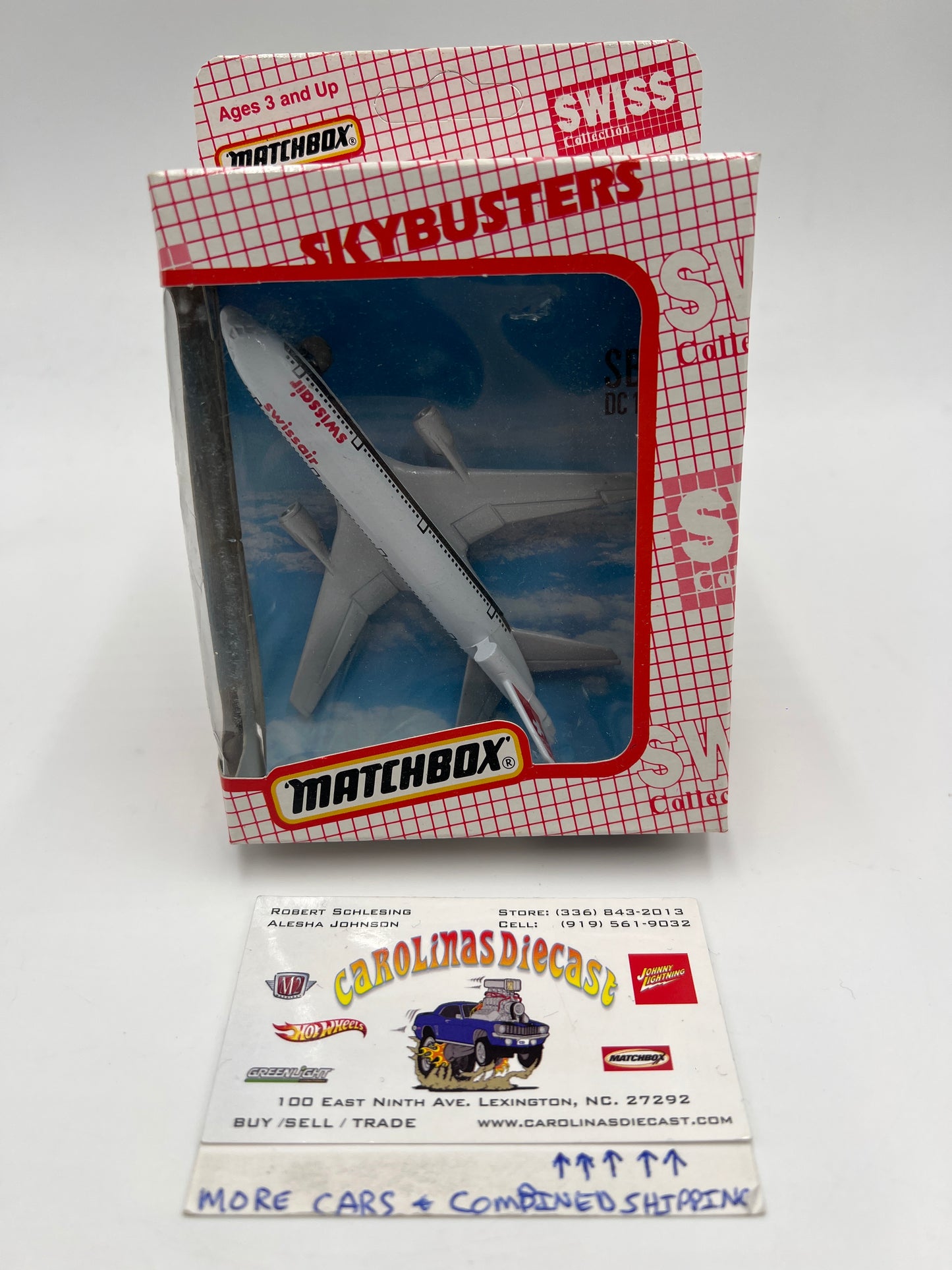 Matchbox Skybusters SB-13 DC 10 Swissair White Unpunched